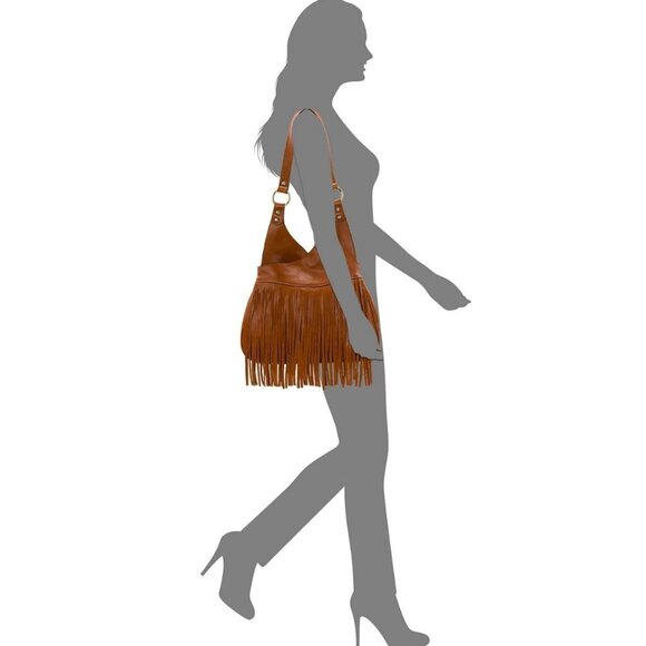 PATRICIA NASH Pienza medium smooth leather fringe shoulder bag + Dust bag Cognac - Picture 5 of 9